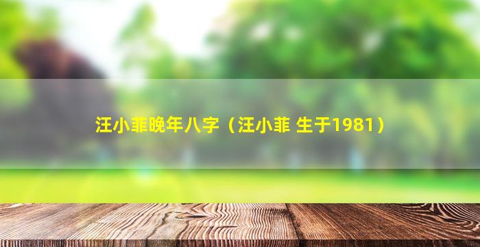 汪小菲晚年八字（汪小菲 生于1981）